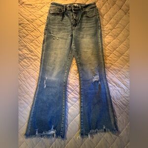 Willow and Root Cropped Flare Factory Distressed